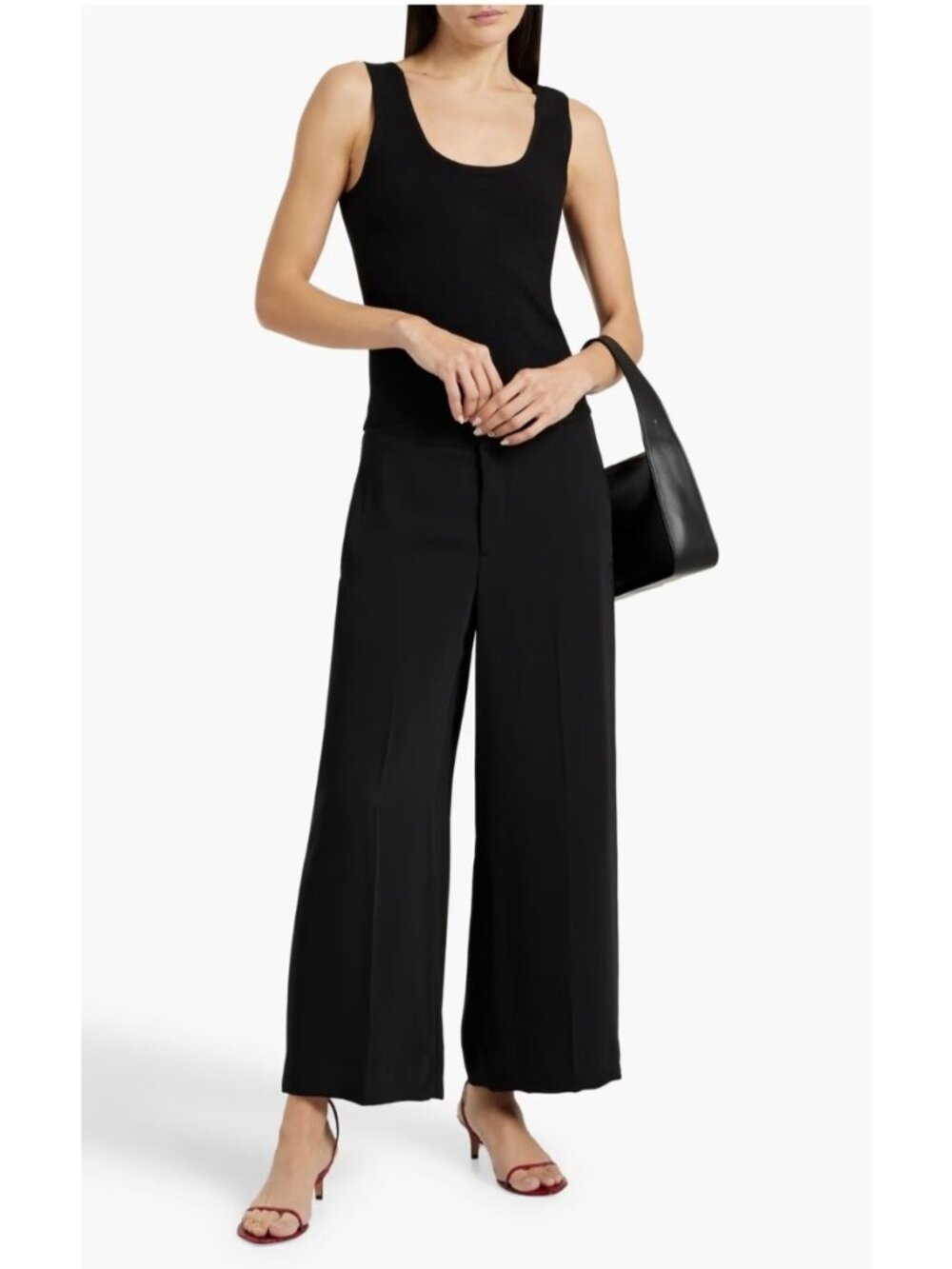 Womens Black Wide Leg Palazzo Vince high-waisted black trousers size 10
